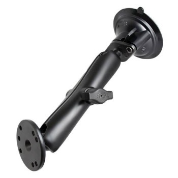 Podwójny uchwyt kulowy RAM® Twist-Lock™ z przyssawką i okrągłą płytką - długi