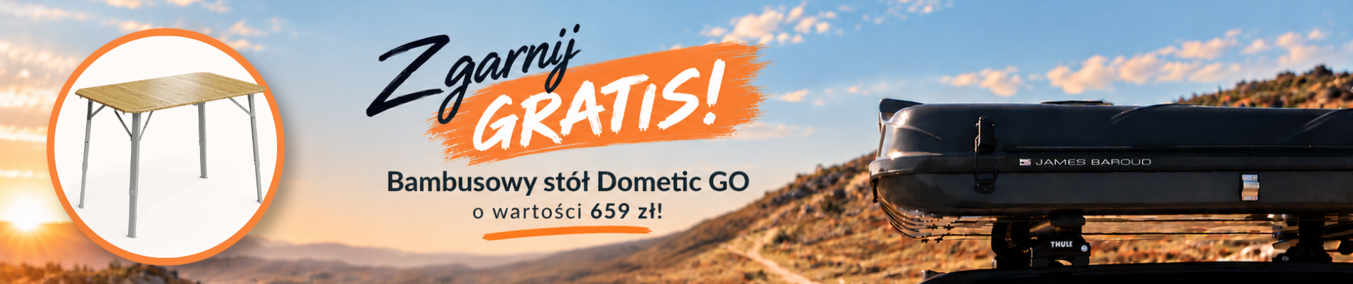 Promocja - zgarnij bambusowy stolik Dometic GO gratis - do namiotu powyżej 9000 zł